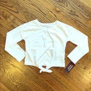 Brand New NWT White Girls Tie Front Top